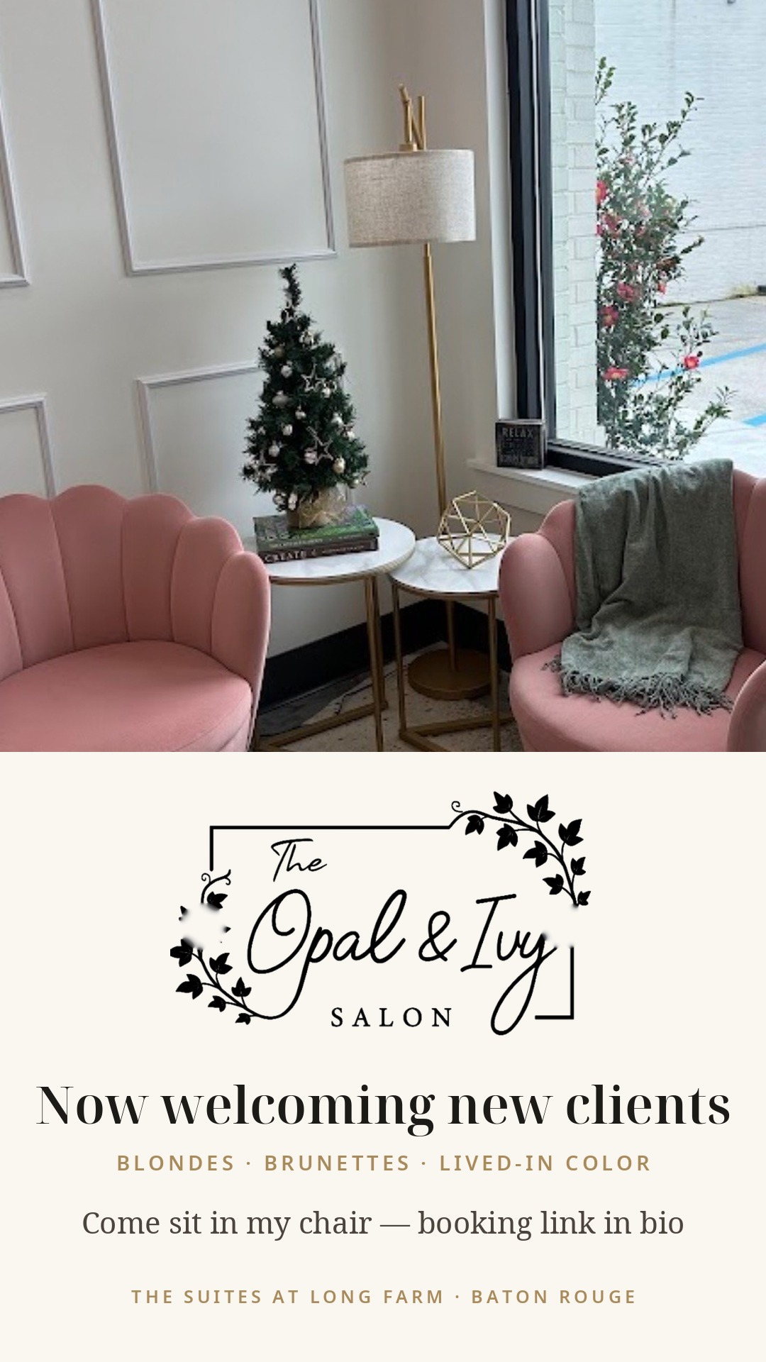 Now welcoming new clients at The Opal and Ivy Salon Baton Rouge